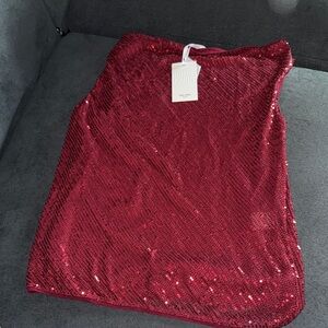 Grace Karin Burgundy Sequin Pencil Skirt